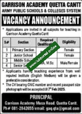 Teacher & Admin Officer Jobs 2025 in Quetta – Apply Online for Private School Teaching Positions